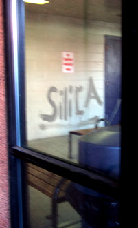 Silica graffitti eludes Gary's removal skills